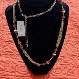 Talbots Gold Chain Necklace with Pink Accents